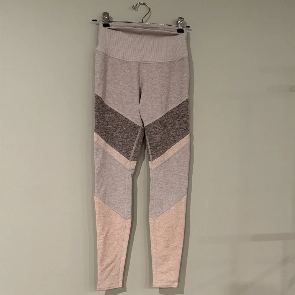 Alo‎ yoga neutral color block leggings size small heathered pattern
